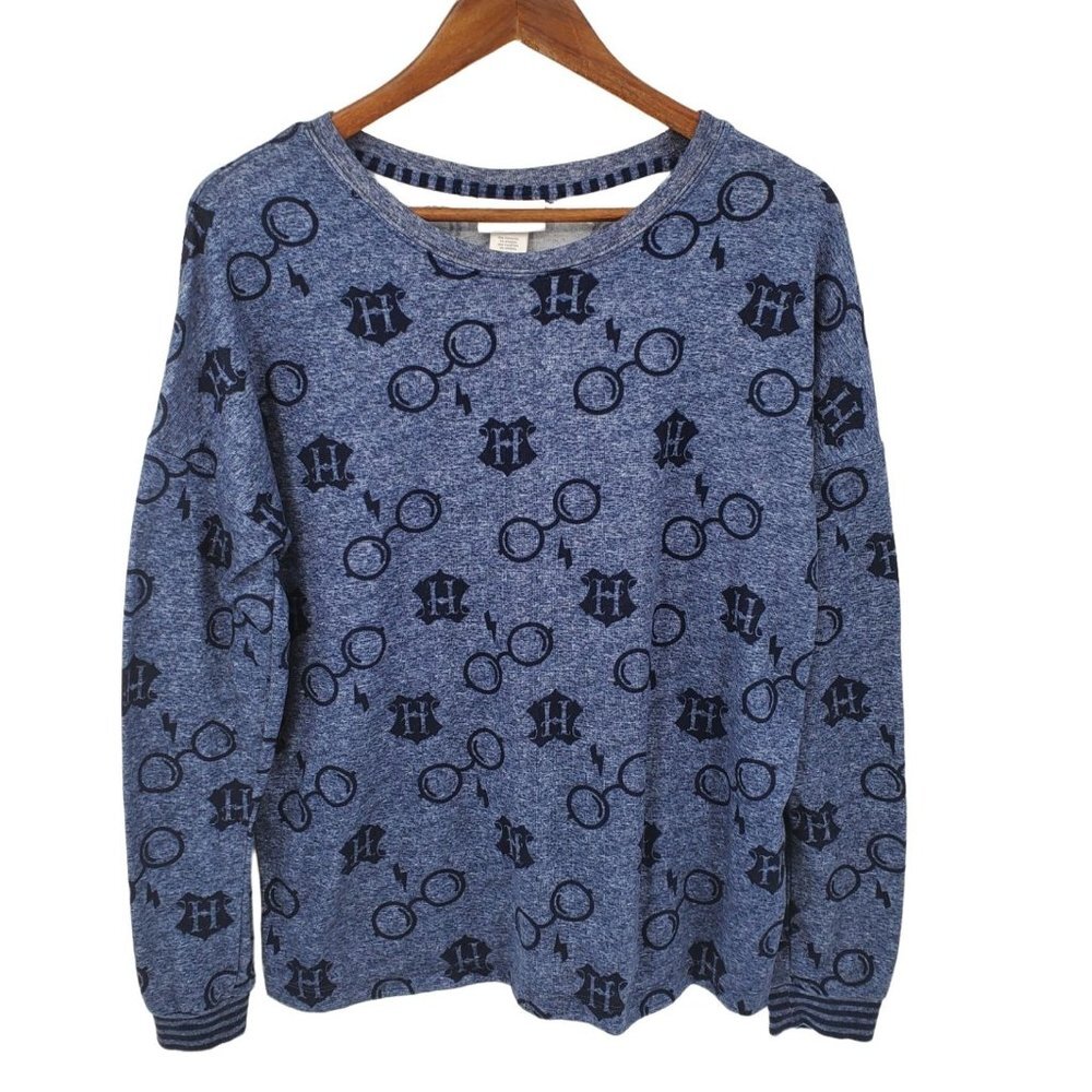 Wizarding World Of Harry Potter Womens Sz M Blue‎ Soft Sweater Top Long Sleeve